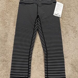 Lululemon Athletica Black and White Striped Leggings